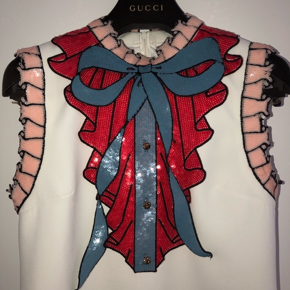 Gucci white sequin bow dress womens - Picture 3 of 7